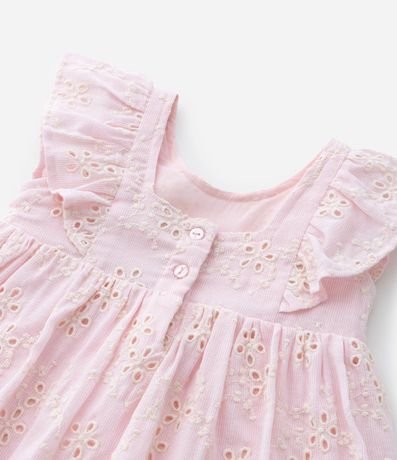 Vestido Infantil en Broderie con volados y Bombacha - Talle 3 a 18 Meses 5