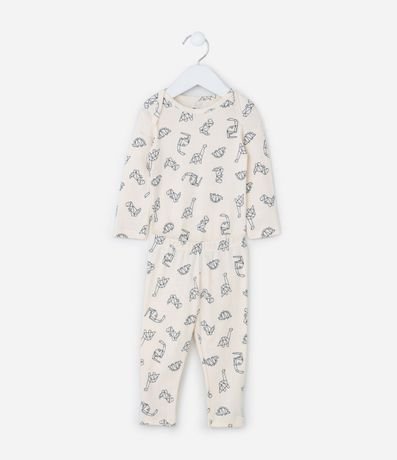 Conjunto Infantil en Rib con Estampa Dinos - Talle 0 a 18 meses