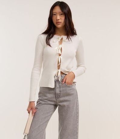 Pantalón Recto Cropped en Jeans con Trabillas en la Cintura 2