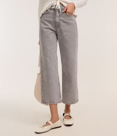 Pantalón Recto Cropped en Jeans con Trabillas en la Cintura 3