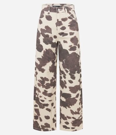 Pantalón Wide Leg en Sarga con Estampa de Vaquita 7