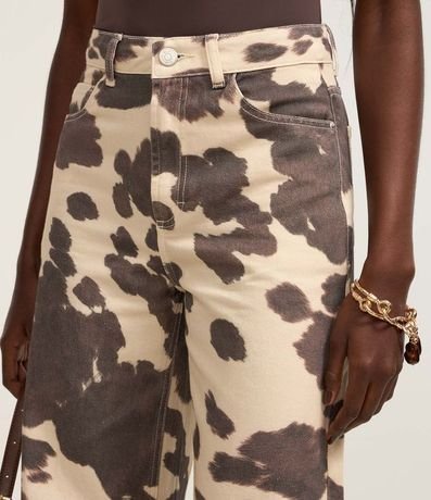 Pantalón Wide Leg en Sarga con Estampa de Vaquita 4