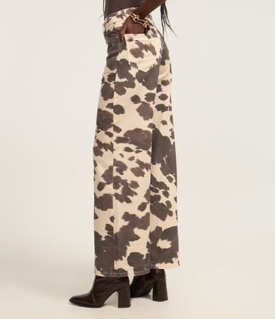 Pantalón Wide Leg en Sarga con Estampa de Vaquita 5