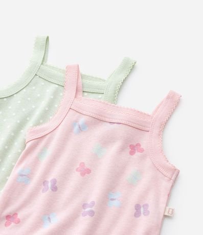 Kit 02 Bodies Infantiles con Estampa de Lunares y Mariposas - Talle 0 a 18 meses 5