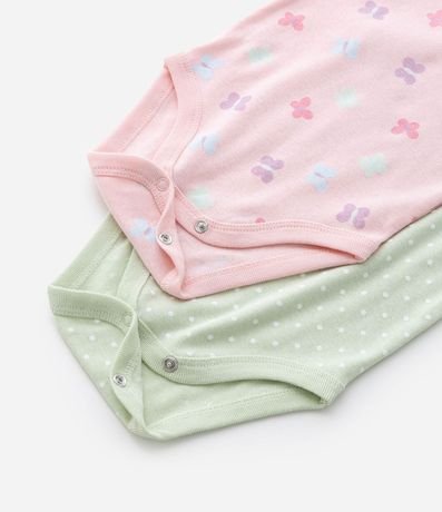 Kit 02 Bodies Infantiles con Estampa de Lunares y Mariposas - Talle 0 a 18 meses 6