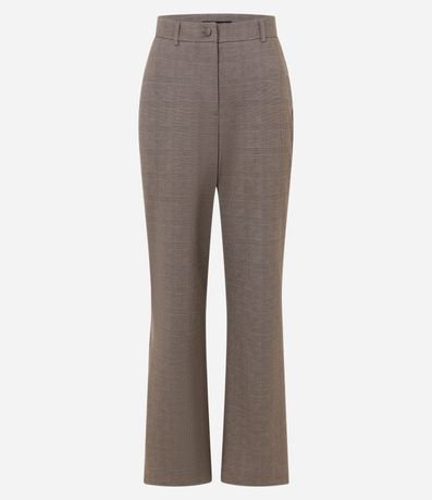 Pantalón recto en Ponto Roma de Cuadros con Cintura Baixa 6