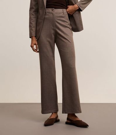 Pantalón recto en Ponto Roma de Cuadros con Cintura Baixa 3
