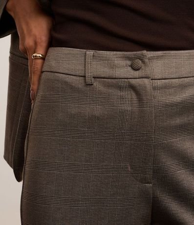 Pantalón recto en Ponto Roma de Cuadros con Cintura Baixa 4