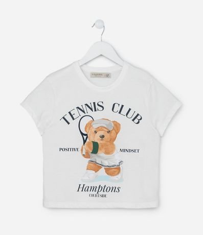 Remera Corta Infantil con Estampa Osita Tennis - Talle 5 a 14 años