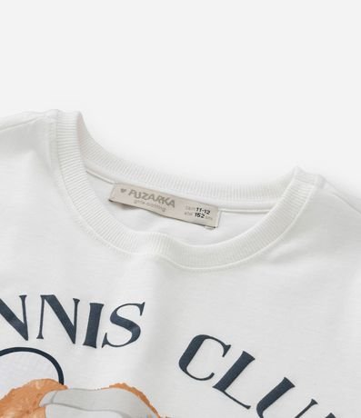 Remera Corta Infantil con Estampa Osita Tennis - Talle 5 a 14 años 4