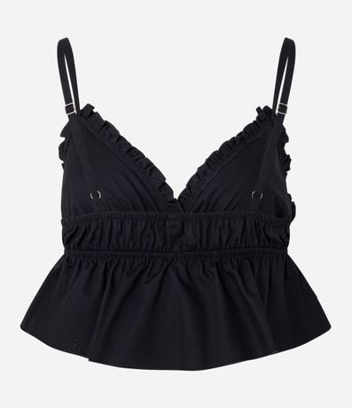 Blusa en Tricolina con Frufru en el Escote y Elástico en la Espalda 6