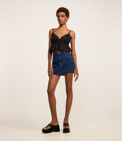 Blusa en Tricolina con Frufru en el Escote y Elástico en la Espalda 2