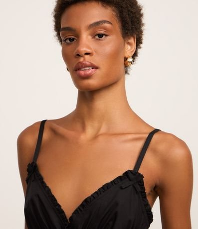 Blusa en Tricolina con Frufru en el Escote y Elástico en la Espalda 4