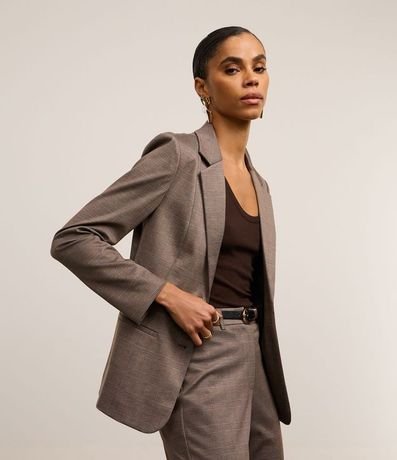 Blazer Slim con Punto Roma y Botones Forrados 3