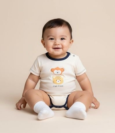 Body Infantil con Aplicación de Animales - Talle RN a 18 Meses