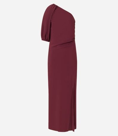 Vestido Evasê Hombro Único en Viscolino con Frunzidos 7