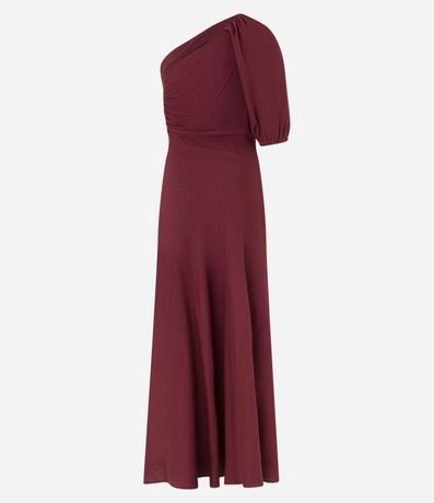 Vestido Evasê Hombro Único en Viscolino con Frunzidos 8