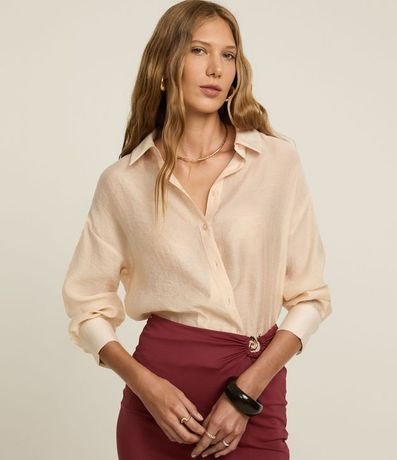 Camisa Alargada en Liocel con Sisa Deslocada y Puño Largo