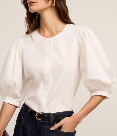 Blusa en Tricolina con Manga Abullonada 3/4 2