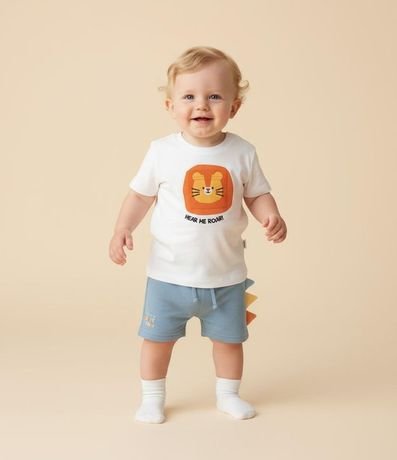 Bermuda Infantil en Algodón con Estampa interactiva Dino - Talle 0 a 18 Meses