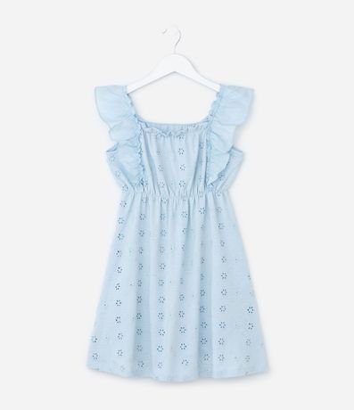 Vestido Infantil en Laise con Bordado de Flores - Talle 5 a 14 años
