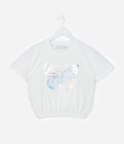 Remera Infantil con Estampa Metalizada de Mariposa - Talle 5 a 14 años 2