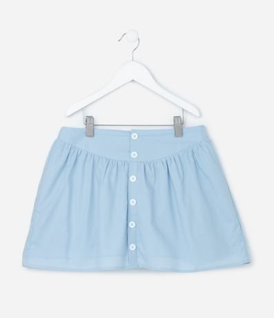 Pollera Infantil en Tricolina con Botones y Pliegues - Talle 5 a 14 años 2