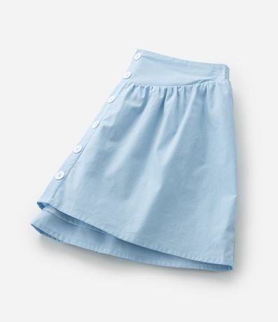 Pollera Infantil en Tricolina con Botones y Pliegues - Talle 5 a 14 años 5