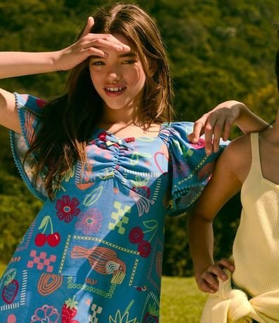 Vestido Infantil en Viscolino con Estampa Divertida - Talle 5 a 14 años