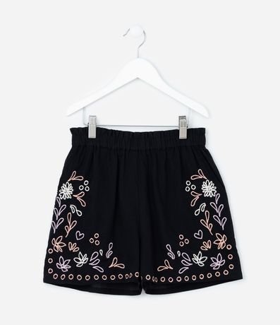 Bermuda Infantil en Tricolina con Bordados - Talle 5 -a 14 años 2