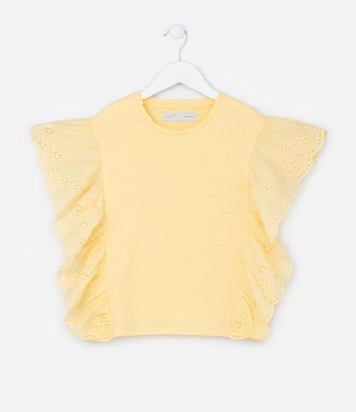 Blusa Infantil en Cotton con Volado Broderie - Talle 5 a 14 años