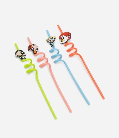 Kit 04 Canudos Reutilizables en Plástico Chicas Superpoderosas