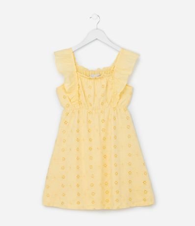 Vestido Infantil en Laise con Bordado de Flores - Talle 5 a 14 años