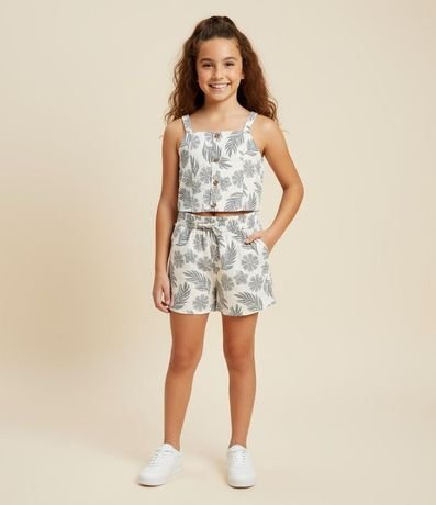 Blusa Infantil en Viscolino con Estampa Follajes - Talle 5 a 14 años