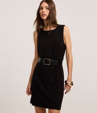 Vestido Corto en Crepé con Escote Redondo 1