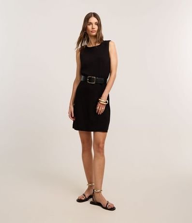 Vestido Corto en Crepé con Escote Redondo 4