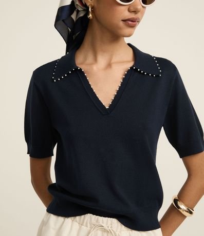 Blusa Polo en Punto con Mini Perlas 3