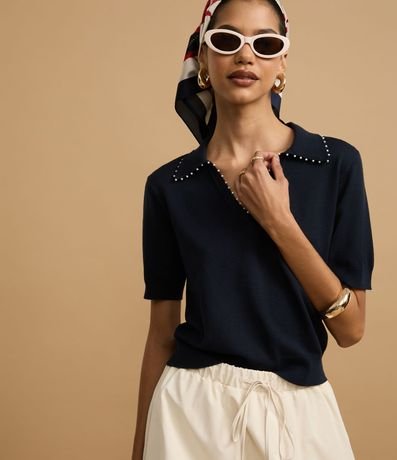 Blusa Polo en Punto con Mini Perlas 5