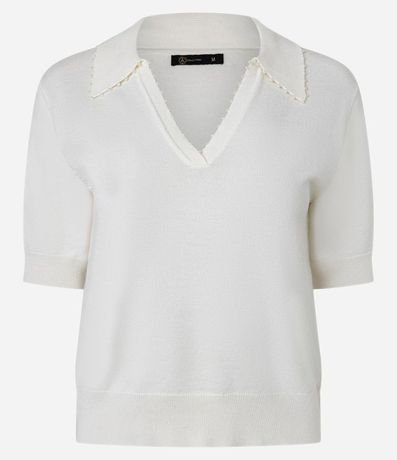 Blusa Polo en Punto con Mini Perlas