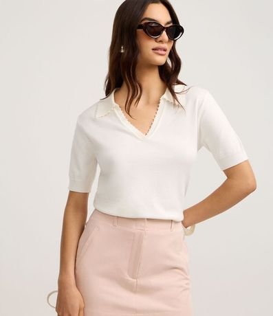 Blusa Polo en Punto con Mini Perlas