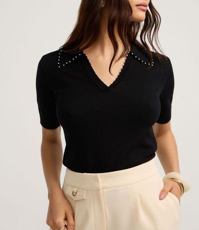 Blusa Polo en Punto con Mini Perlas 4