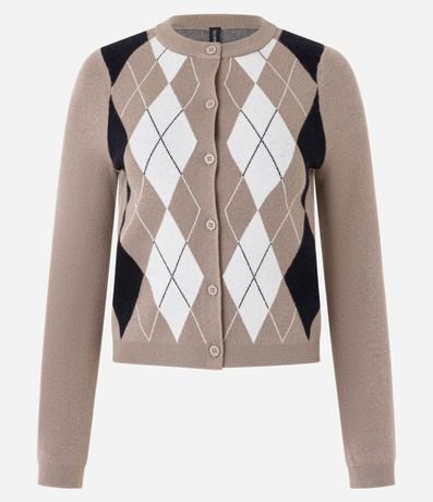 Cardigan en Punto con Estampa de Cuadros 4