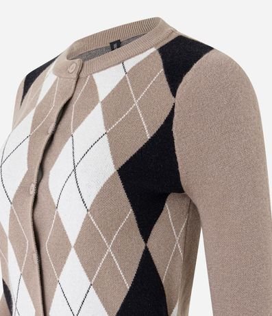 Cardigan en Punto con Estampa de Cuadros 5