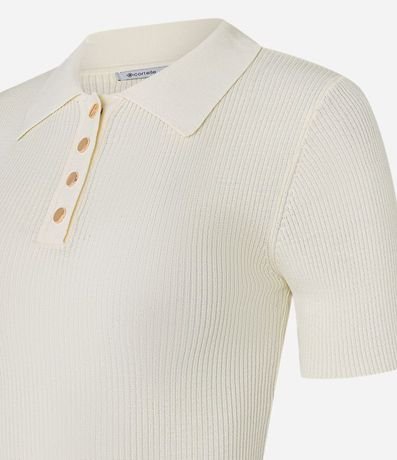 Blusa Acanalada en Punto con Cuello Polo 6