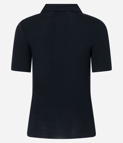 Blusa Acanalada en Punto con Cuello Polo 8