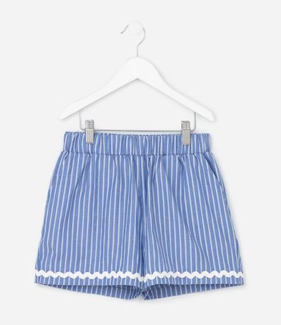 Short Infantil en Tricolina con Estampa de Rayas Hilo Teñido - Talle 5 a 14 años 2
