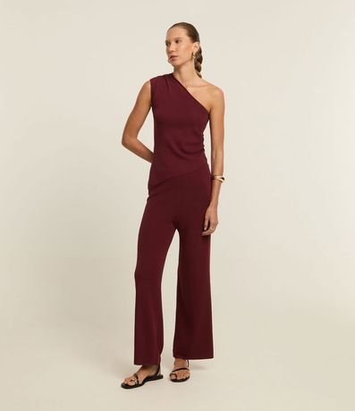 Blusa Hombro Único en Punto con Fruncidos en el Bretel Ancho 2