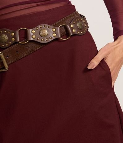 Pollera Evasê Long Midi en Tricolina con Pliegues 4