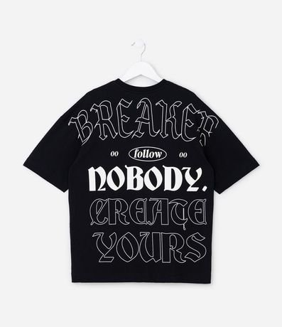 Remera Infantil con Estampa Word Rule Breaker Follow Frente y Espalda - Talle 5 a 14 años