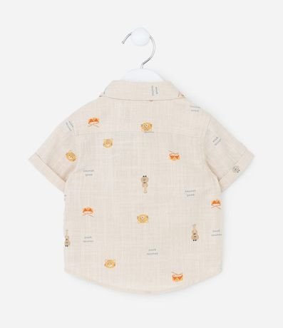 Camisa Infantil Lino con Estampado Mini Ícones de Animalitos – Talle RN a 18 Meses 2